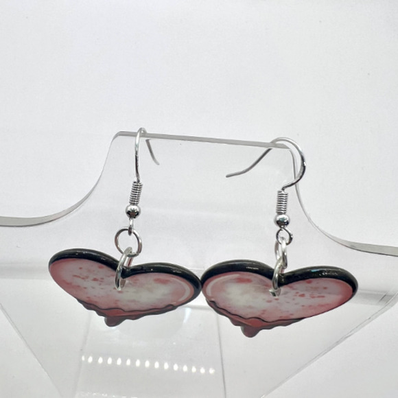 Bleeding Heart Earrings - Valentines Day Earrings - Wednesday Addams Earrings - Picture 5 of 10